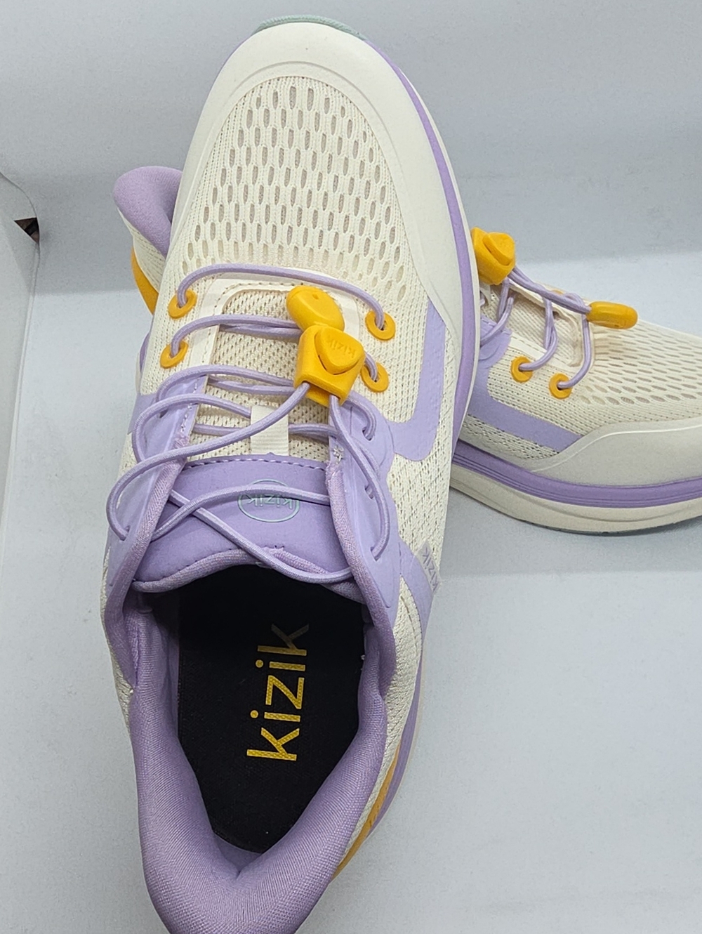 Kizik Women's Cream & Lavender Slip-On Athletic Sneakers with Yellow Accent